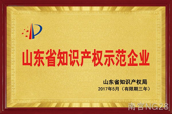 南宫NG28荣获“2017年山东省知识产权示范企业”称号